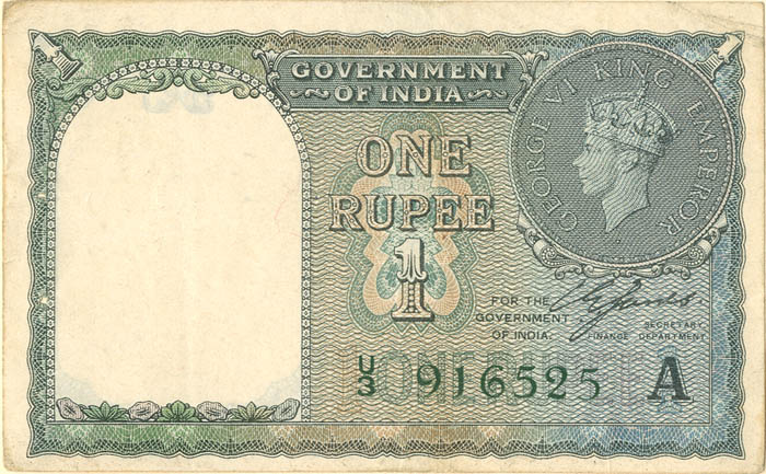 India - 1 Rupee - P-25d - 1940 dated Foreign Paper Money